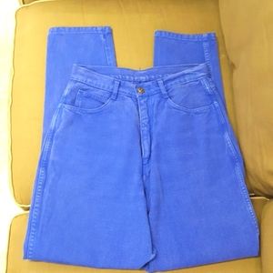 High-waisted electric blue "mom" jeans